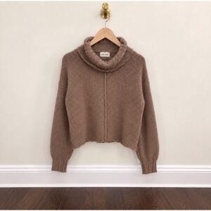 Pink Rose Womens XS Cowl Neck Sweater Brown Exposed Seam Knit Pullover